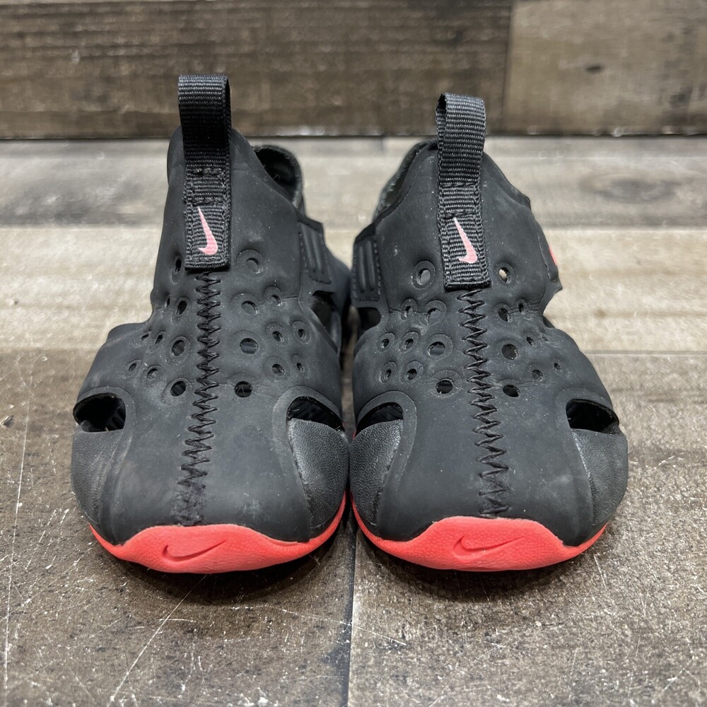 Nike Sunray Girls Baby Strap Sandals Black/pink Size 5 C - Picture 2 of 5